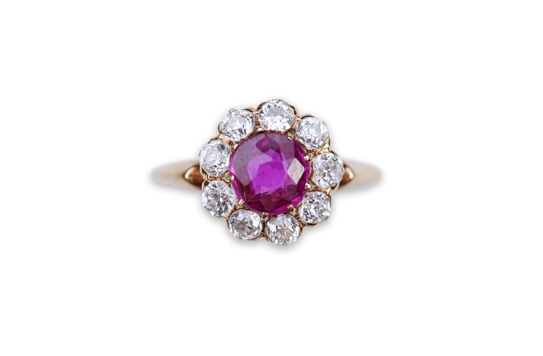 A fine ruby and diamond ring, circa 1900
